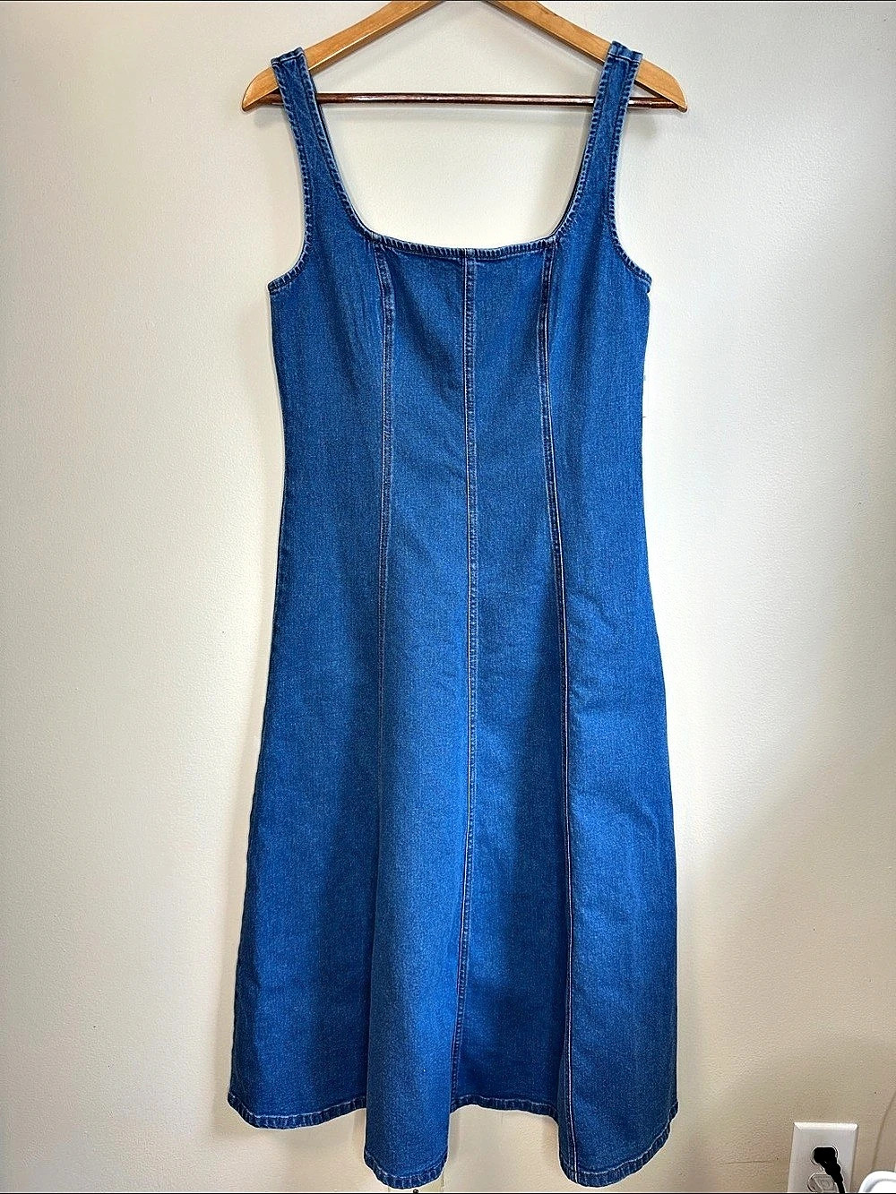 Old Navy Fit & Flare Sleeveless Denim Midi Dress Blue Small
